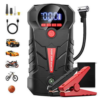4-in-1 Car Jump Starter with Tire Inflator Digital Display 6000mAh Portable Power Bank