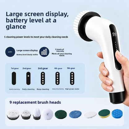Handheld Cordless Electric Cleaning Brush with Rotating Brush Heads