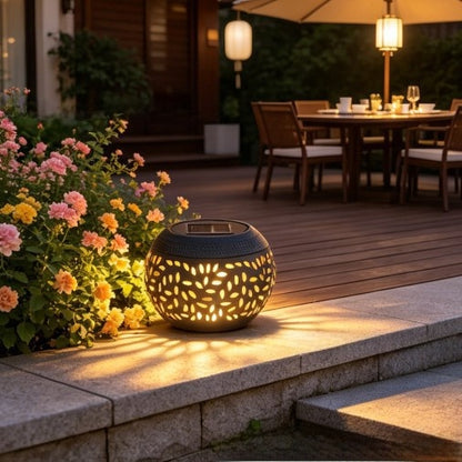 Hollow Metal Solar Garden Lights with Auto On/Off