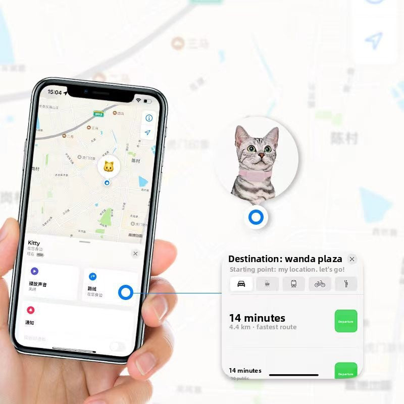 Adjustable Pet Collar Locator with FindMy Tracking