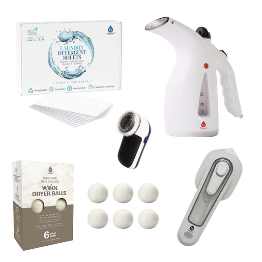 🧺 Pursonic Ultimate Laundry Care Bundle – Travel Steamer, Mini Iron, Fabric Shaver & More!