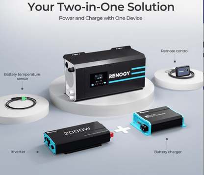 2000W 12V Pure Sine Wave Inverter Charger with LCD Display and Smart Charging