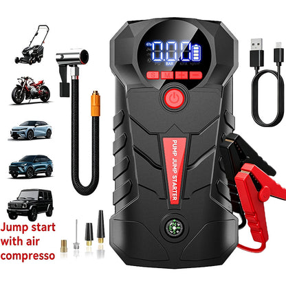 4-in-1 Car Jump Starter with Tire Inflator Digital Display 6000mAh Portable Power Bank
