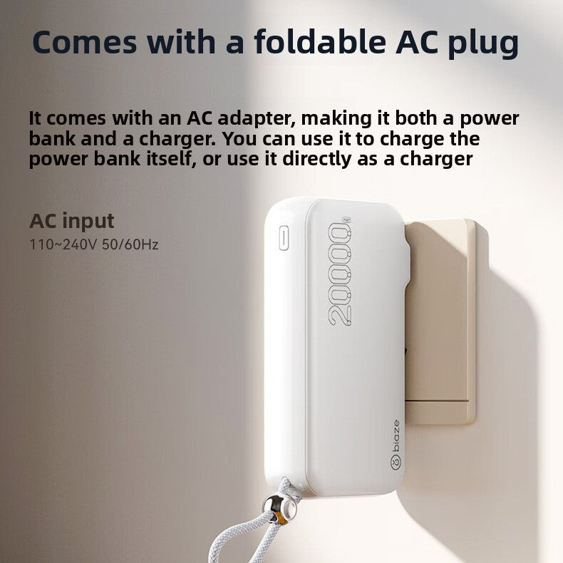 Portable Fast Charger Power Bank with AC Wall Plug