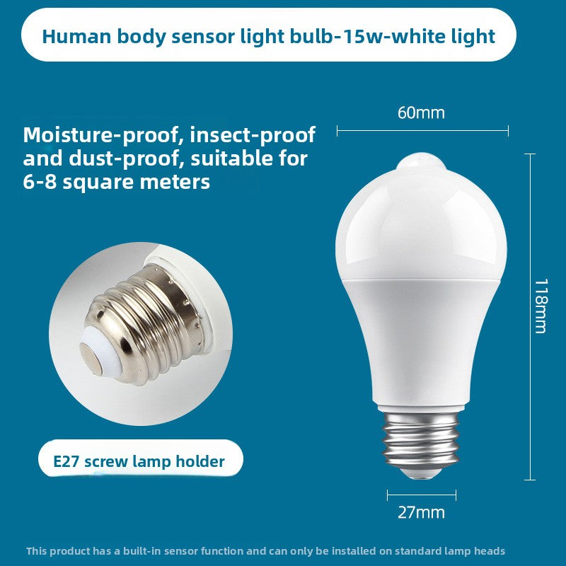 Smart Motion Sensor Voice Control LED Light Bulb