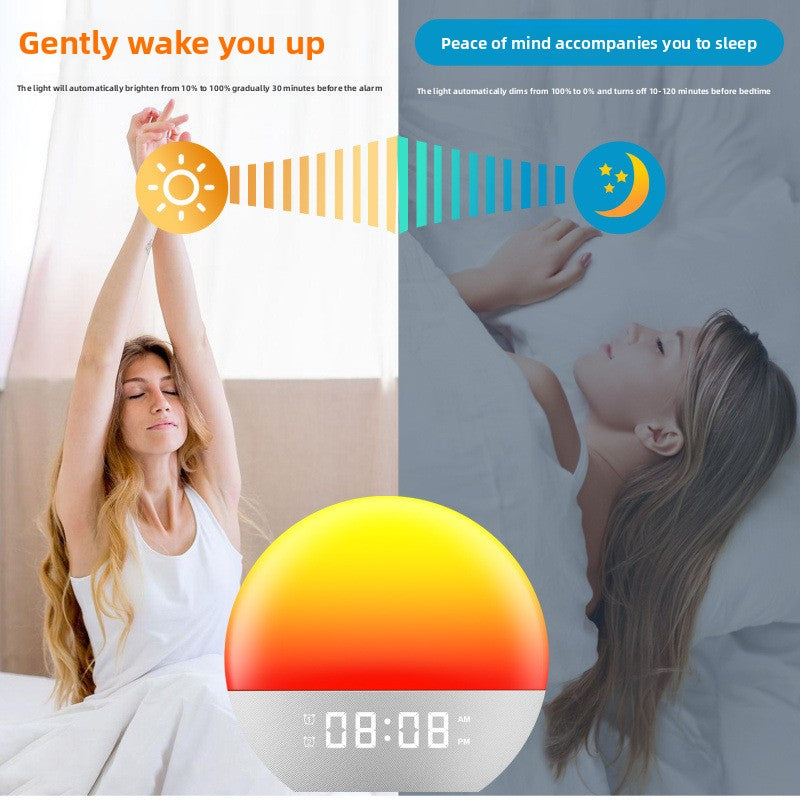 Multifunctional Sunrise Alarm Clock with White Noise and LED Ambiance