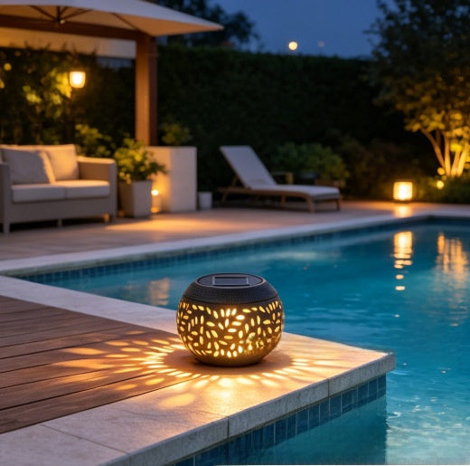Hollow Metal Solar Garden Lights with Auto On/Off