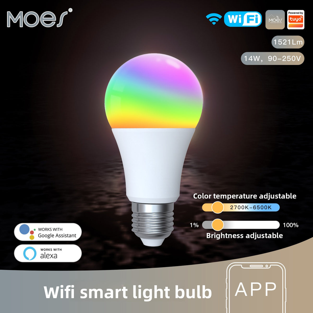 WiFi Smart LED Bulb RGB Dimmable Music Sync