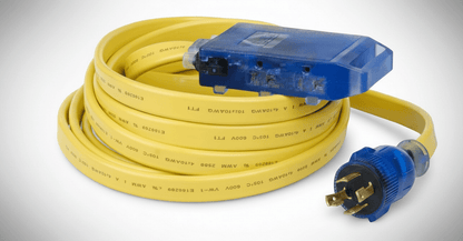 Generator Extension Cord 25 ft  – NEMA L5-30P to Triple 5-15R Heavy-Duty 30A Flat Power Distribution Cord